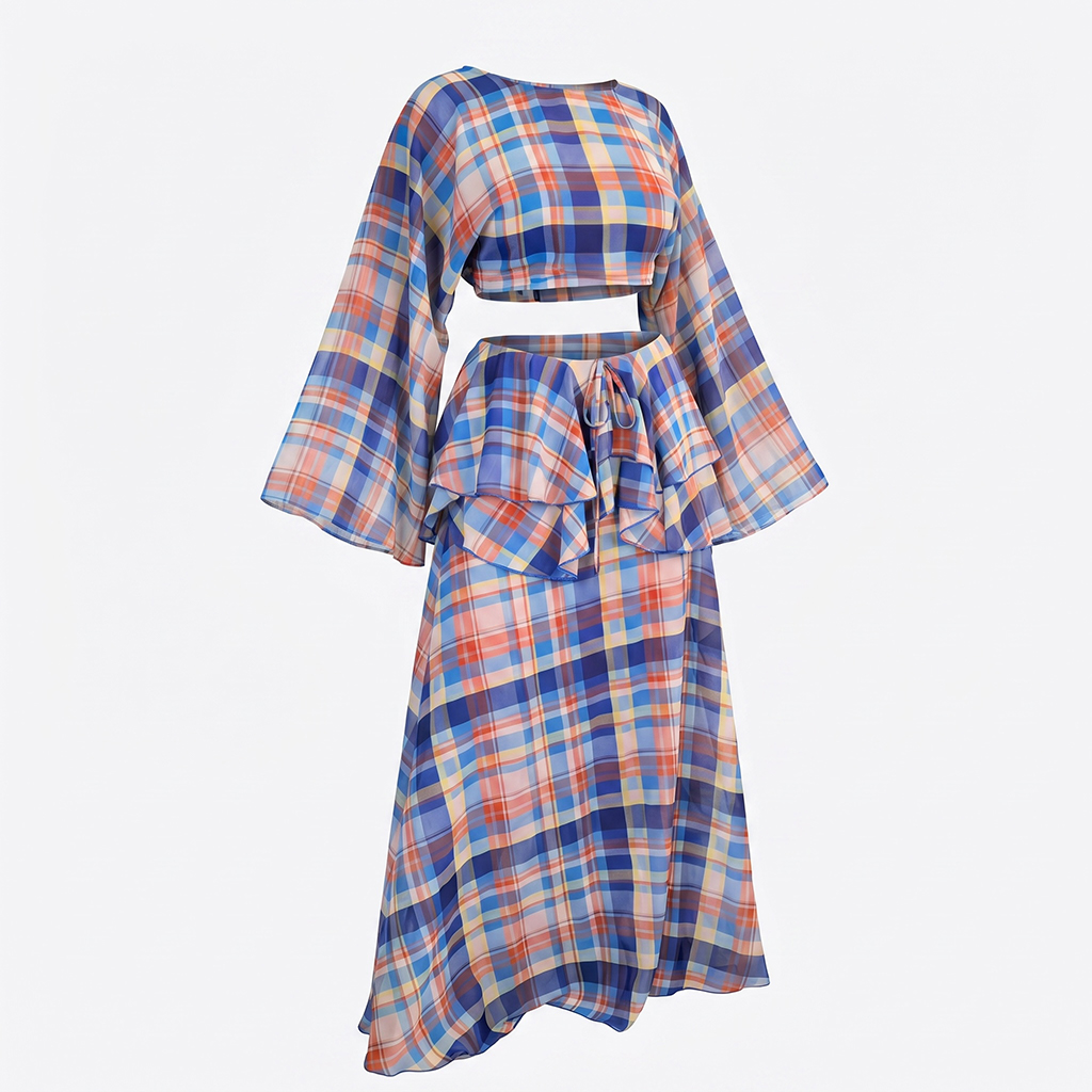 The Sunday Two-Piece Set AQUA 2.0 – Plaid Breeze - Image 2
